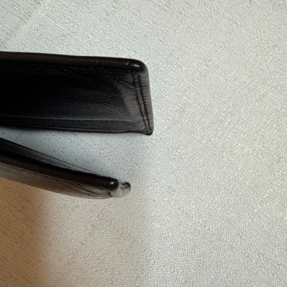 Celine Black Leather wallet with Gold tone logo